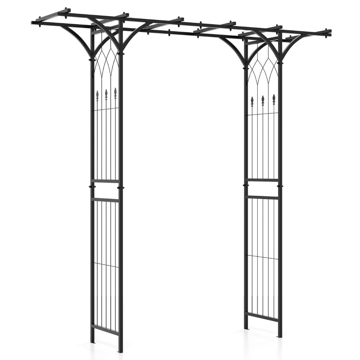 CostwayArche de Jardin en Métal Revêtu de Poudre pour Plantes Grimpantes Arceau à Rosiers Imperméable 208x52x208 cm