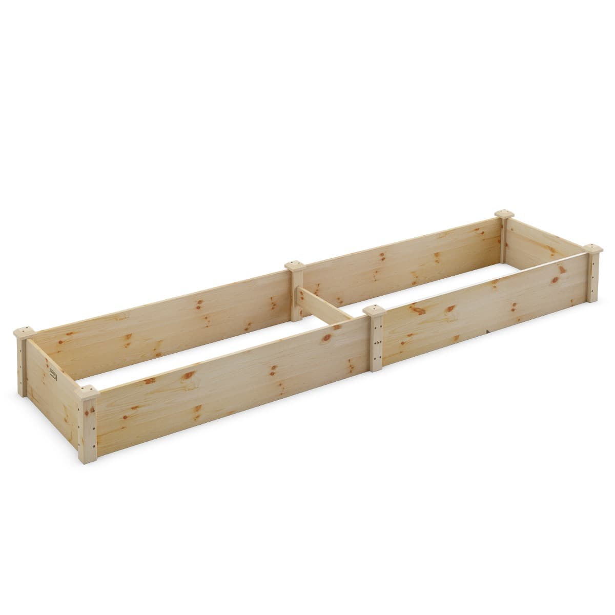 CostwayCarré Potager de Jardin Rectangulaire en Bois de Sapin 240x60x25CM Jardinière Surélevée avec Base Ouverte pour Fruits Légume