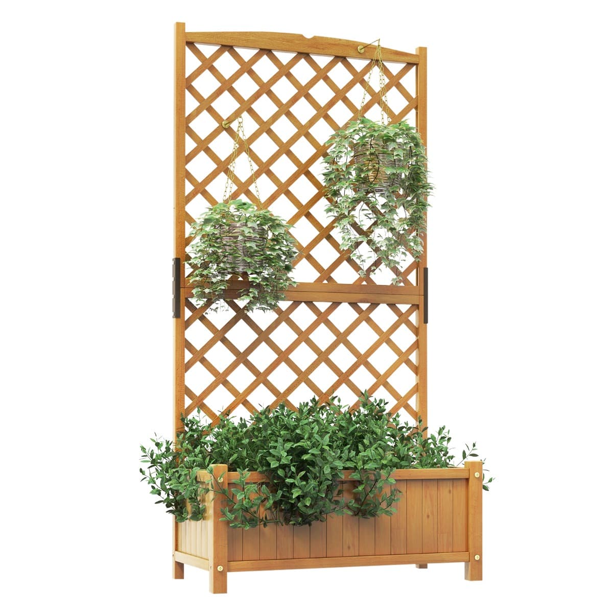 CostwayJardinière à Treillis Bois de Sapin avec 4 Trous de Drainage 90x44,5x180 CM Bac à Fleurs Extérieur pour Plantes Grimpantes