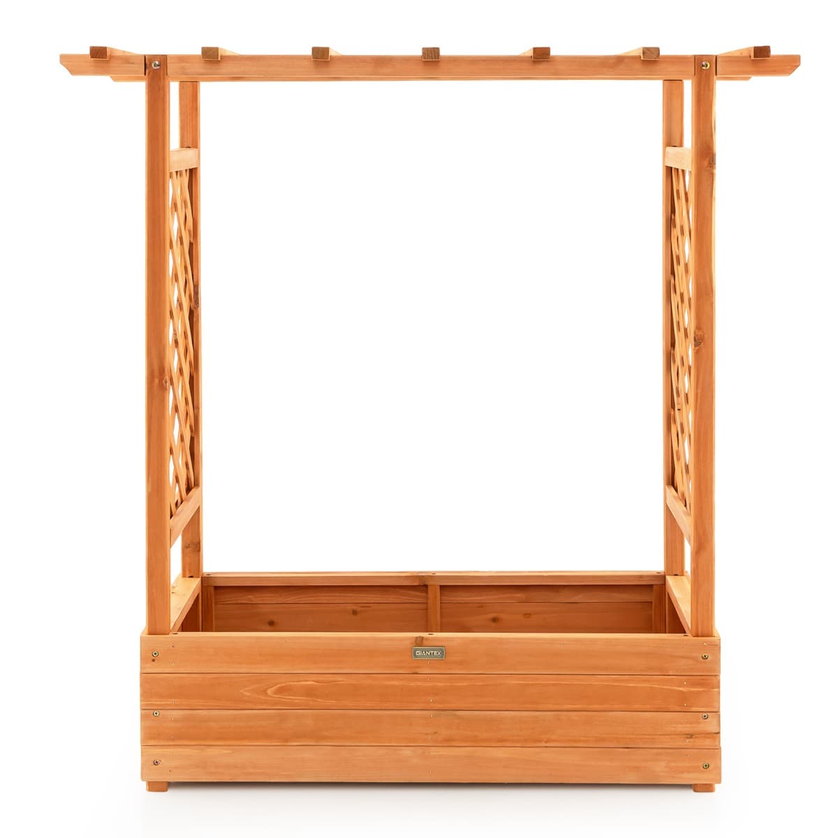 CostwayJardinière avec Treillis Latéraux et Toit Suspendu Bois Sapin Pré-huilé 110x44x113,5 CM Bac à Fleurs avec Trou de Drainage