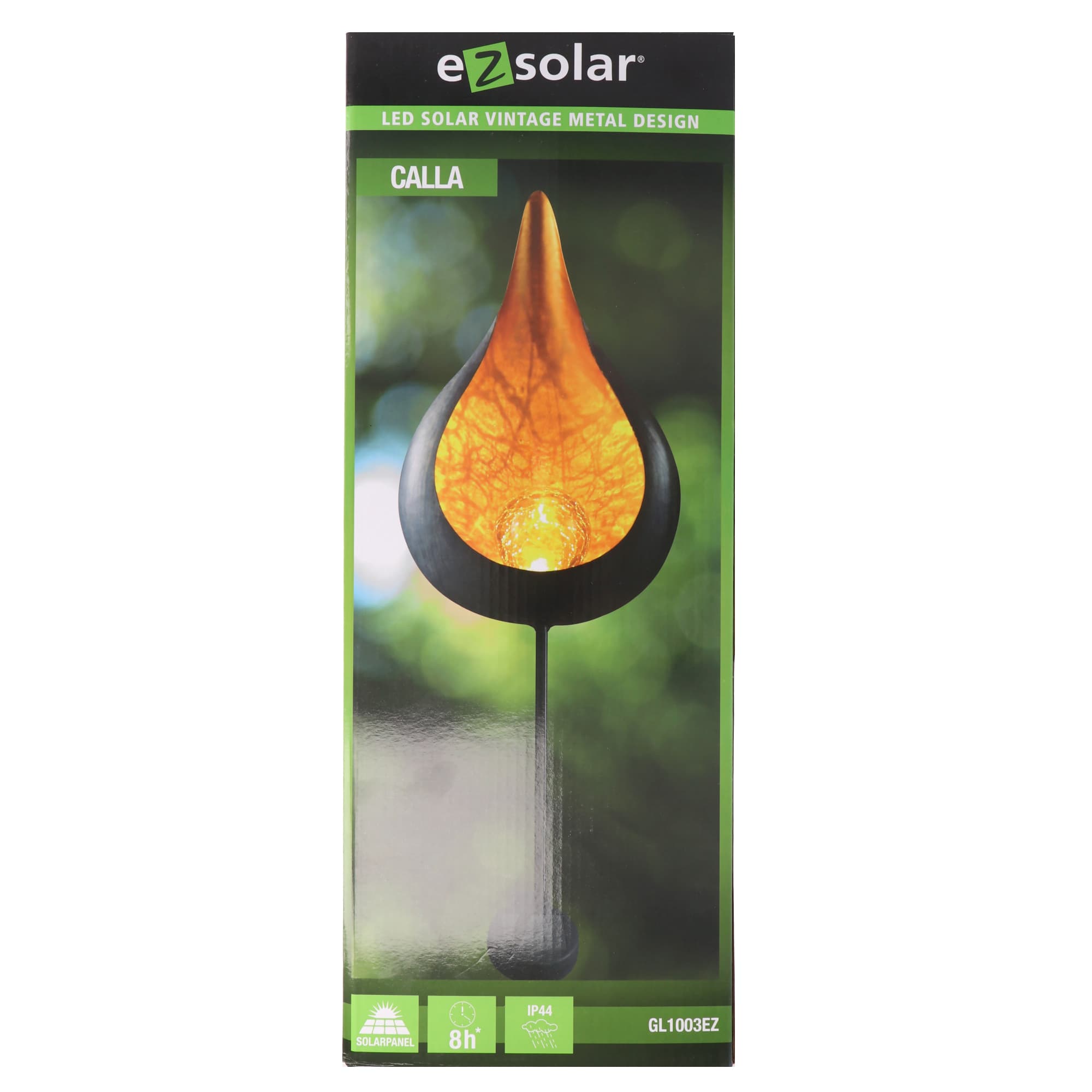 Lampe de jardin LED solaire Vintage CALLA avec lumière LED orange