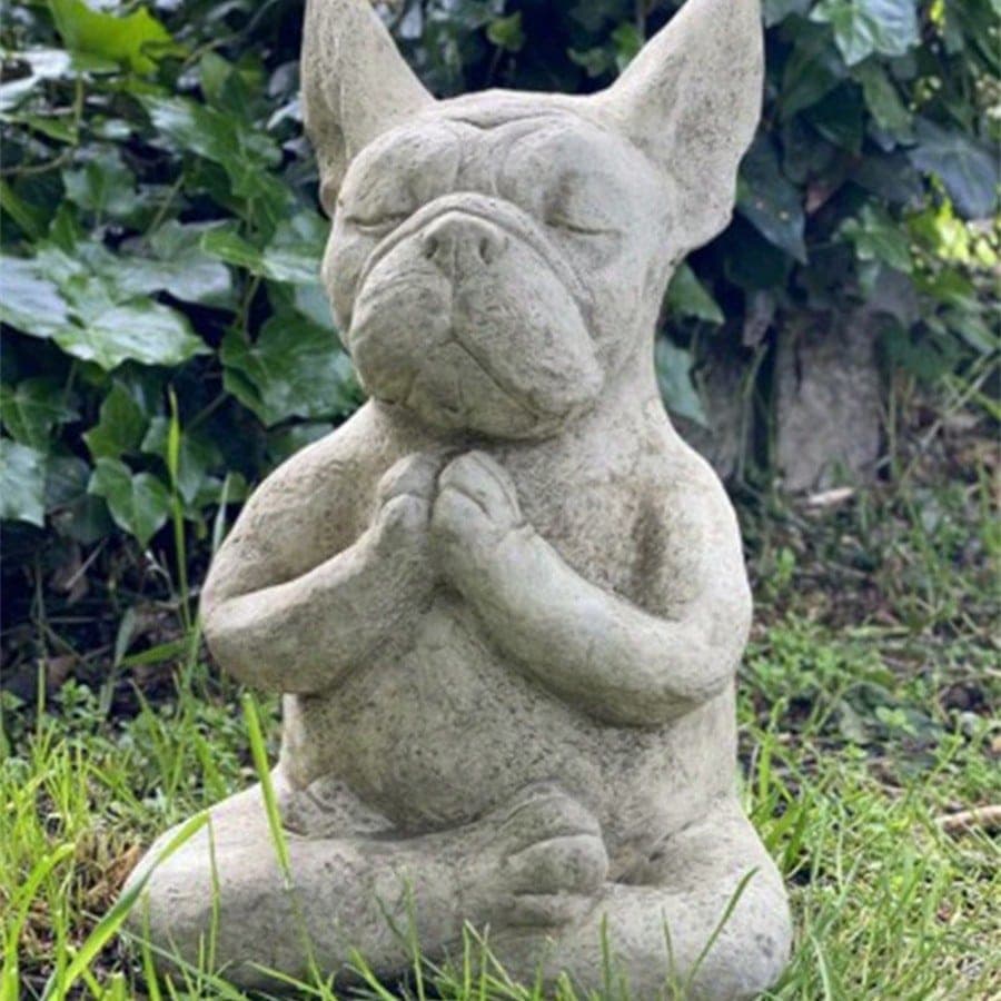 1 Pièce Ornement De Jardin De Chien Méditant En Résine, Décoration De Style Grise Pour La Maison