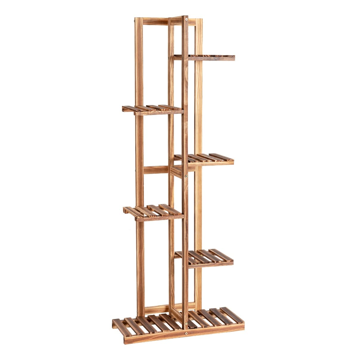 CostwayÉtagère pour Fleurs en Bambou 6 Niveaux Autoportante 7 Pots avec Dispositif Anti-basculement Intérieur/Extérieur Marron