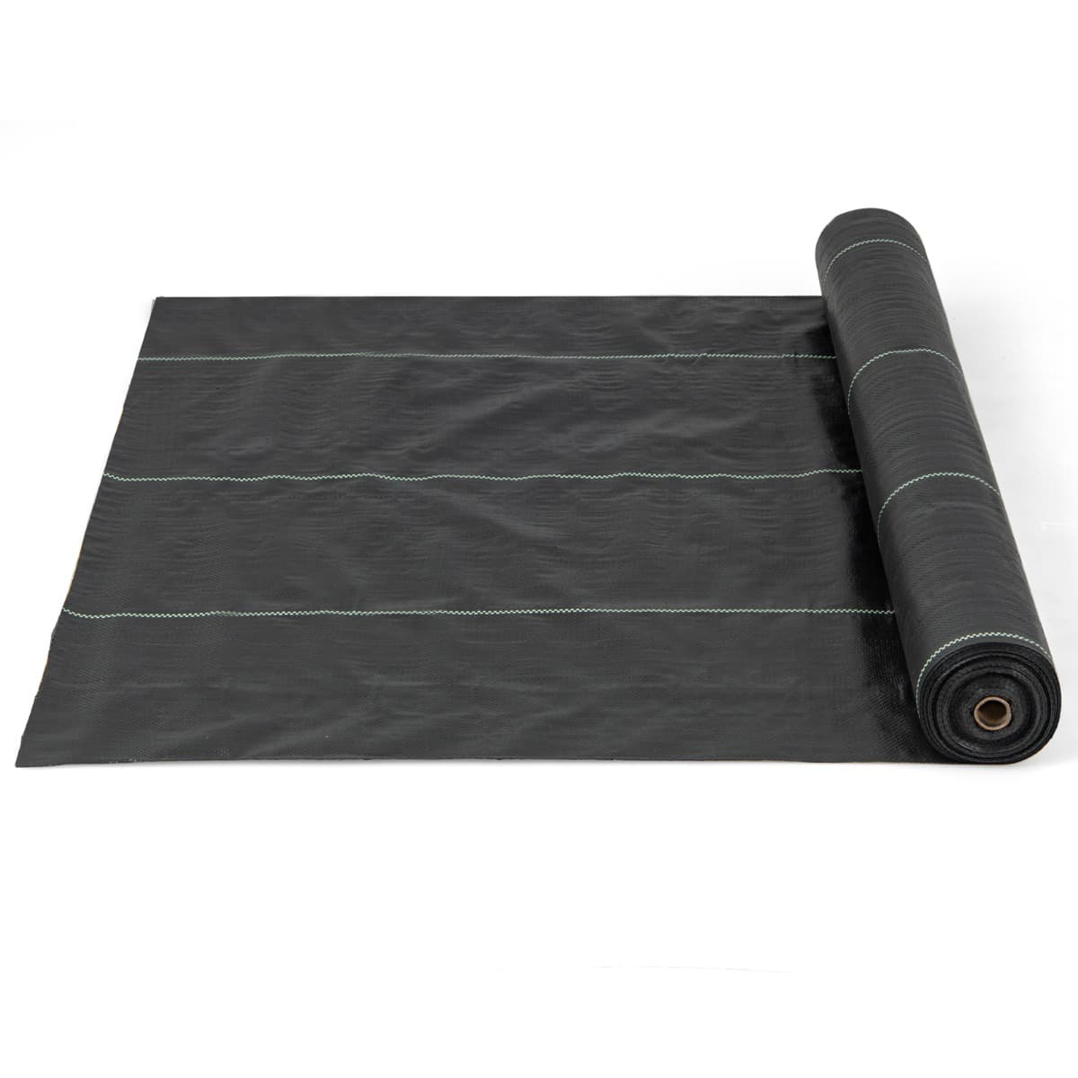 CostwayToile de Paillage Contre les Mauvais Herbes 2Mx25M Tapis en Tissu Anti-mauvaises Herbes en PP avec Ligne de Guidage Claire et Droite Noir